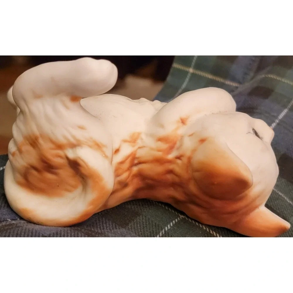 Enesco 1984 White Brown Cat Lounging Lying Adorable Porcelain Figurine